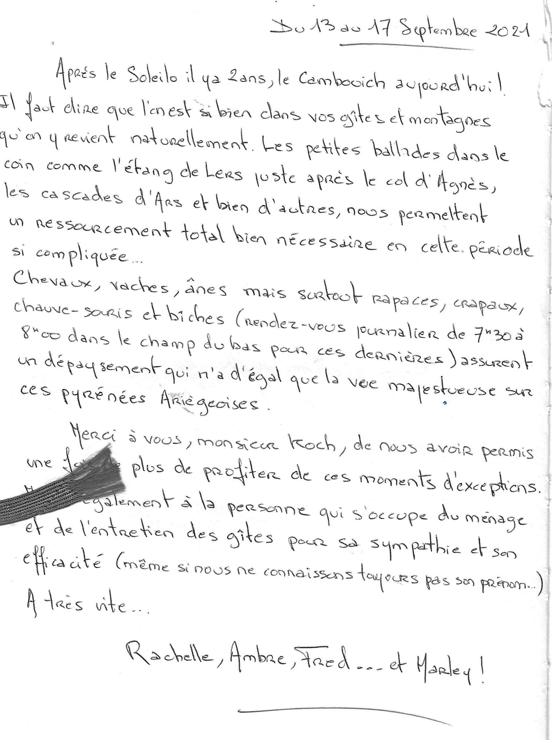 Guestbook image gite ariege