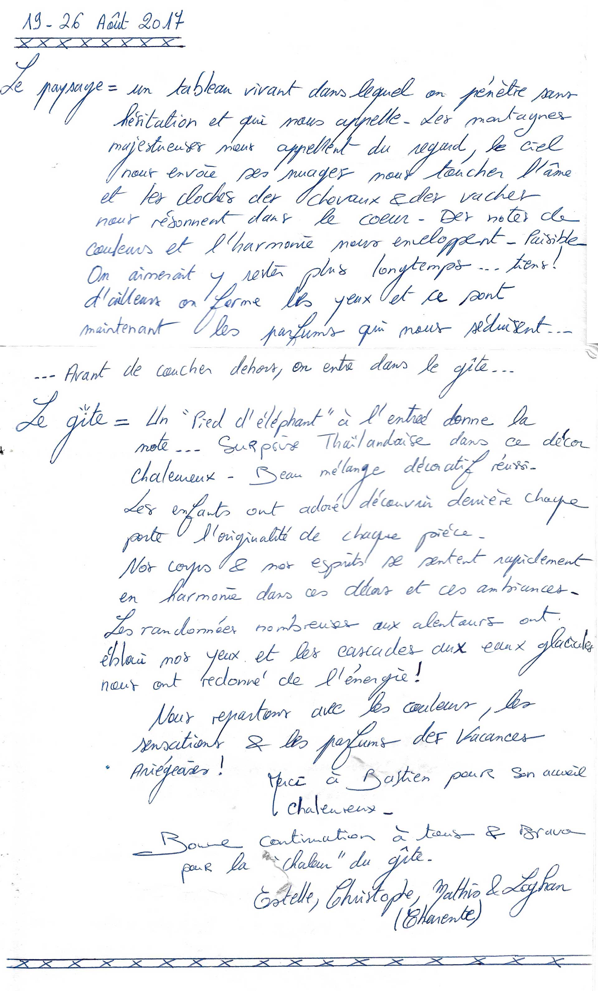 Guestbook image gite ariege