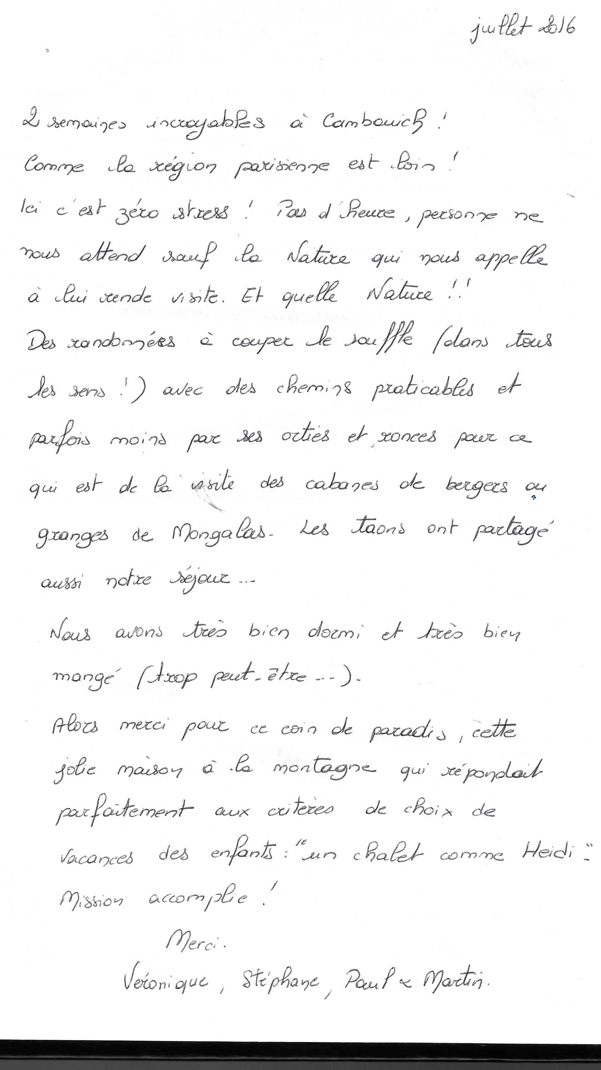 Guestbook image gite ariege